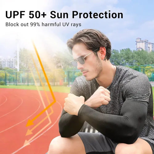 Vista 2 de 2 pares de mangas de compresión con protección UV para hombres, mujeres y jóvenes, cubierta de tatuaje, UPF 50