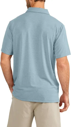 Vista 2 de Free Fly Polo Flex de bambú para hombre, polo de tela elástica de primera calidad con protección solar UPF 50+
