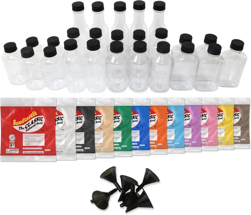Vista 10 de Sandtastik Juego de iniciación de arte de arena de 8 colores Juego de botellas - 12oz