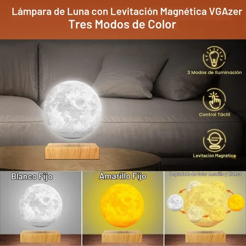 Vista 3 de Lámpara de luna levitante – Luz de luna flotante y giratoria girando en el aire – Lámpara de noche para oficina, hogar, decoración de habitación 3