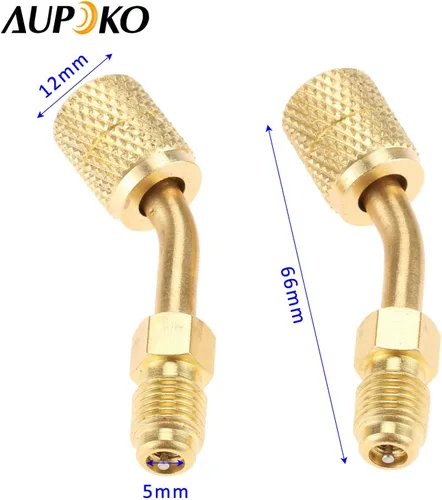 Vista 7 de Adaptador R410A Acopladores Rápidos Hembra SAE de 5/16" a Abocinado Macho SAE de 1/4", 2 PC Adaptador de Vacío de Carga en Ángulo de 45 Grados
