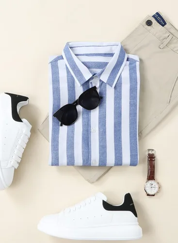 Vista 8 de JMIERR Camisas de vestir de algodón con botones y estilo casual para hombre