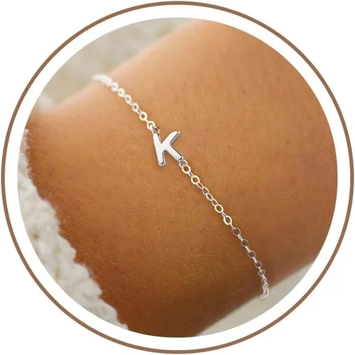 Vista 37 de Turandoss - Pulseras de oro con iniciales para mujeres y niñas - Joyería ideal para regalo - Pulsera chapada en plata u oro de 18 k con letras