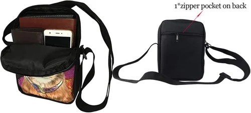Vista 5 de HUGS IDEA Bolso bandolera pequeño con cara de animales, Gato negro