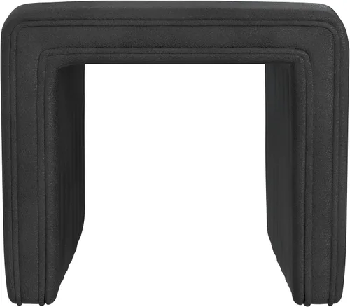Vista 7 de Spatial Order Modern Channel - Otomana copetuda Decoración del hogar Spatial Order Otomana para sala de estar y dormitorio, piel sintética negra