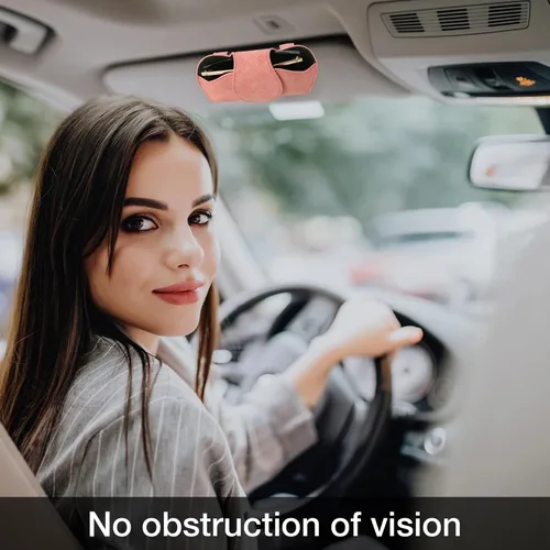 Vista 2 de KINIVA Soporte Rosa para Gafas de Sol de Visera de Coche Funda de Cuero para Gafas con Cierre Magnético para Accesorios Interiores de Coche