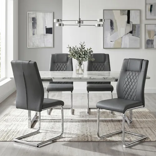 Vista 39 de gopop Juego de 4 sillas de comedor, modernas sillas de cocina y comedor con patas de metal galvanizado, sillas laterales tapizadas para comedor