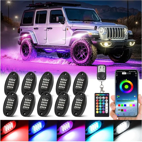 Vista 12 de 6 cápsulas de luces LED de aleación para UTV, ATV, carrito de golf, camioneta RZR todoterreno, kit de neón RGB multicolor impermeable actualizado