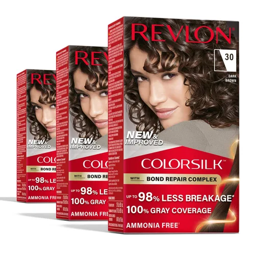 Vista 25 de Revlon ColorSilk con Complejo de Reparación de Enlaces, Tinte Permanente para el Cabello Marrón, 100% Cobertura de las Canas, Tinte para el Cabello