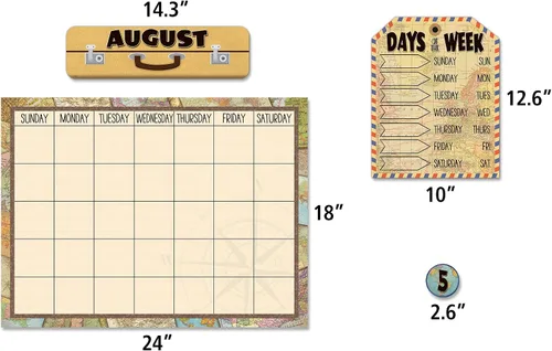 Vista 7 de Teacher Created Resources Tablero de anuncios de calendario Travel The Map (TCR8567)