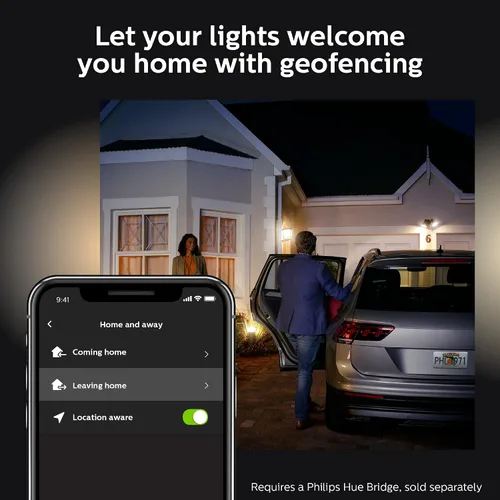 Vista 5 de Philips Hue - Bombillas LED inteligentes blancas para exteriores PAR38 de 13 W, requiere hub, 2 bombillas LED PAR38 blancas, funciona con Alexa