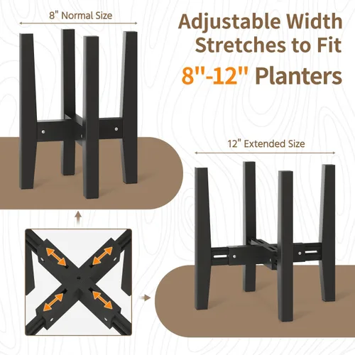 Vista 2 de LASZOLA Soporte de Plantas de Bambú Ajustable para Macetas Individuales Grandes de Interior, Soporte de Helechos de Suelo Resistente que se Ajusta a