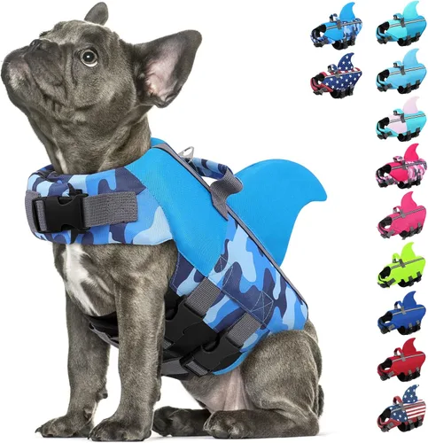 Vista 19 de Chaleco salvavidas para perros pequeños, chaleco salvavidas para Chaleco de natación para perros de alta flotabilidad con asa de rescate