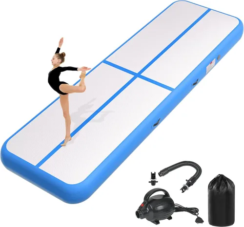 Vista 17 de Colchoneta inflable de gimnasia de 6, 10, 13, 16, 20 pies, 4/8 pulgadas de grosor, con bomba de aire eléctrica para uso doméstico, entrenamiento