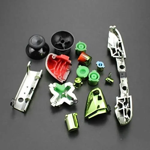 Vista 2 de Juego completo de botones para parachoques de repuesto para mando Xbox One Slim Xbox One S plateado cromado
