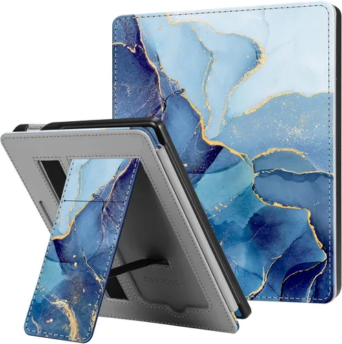 Vista 9 de Funda con soporte para Kindle Oasis de 7" 10ª/9ª generación 2019/2017, oro rosa Foldable Kickstand PU Leather Hard Back Shell Cover, Built-in Card