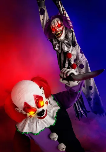 Vista 5 de Decoración Animatrónica de Payaso Asesino de 1.2 m para Halloween Multicolor
