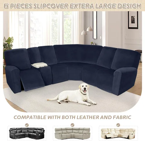 Vista 267 de Arfntevss Fundas de sofá seccional reclinable de terciopelo, Funda de sofá seccional de esquina para sofá reclinable, Funda elástica suave