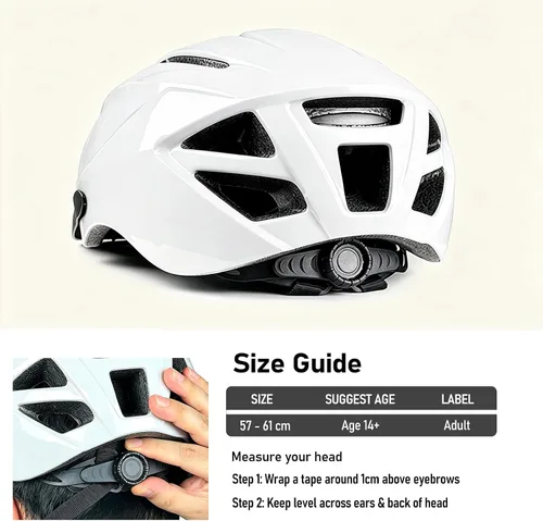 Vista 3 de Adult Bike Helmet Men Women, Adjustable CPSC Certified Helmet Brillante-Withe