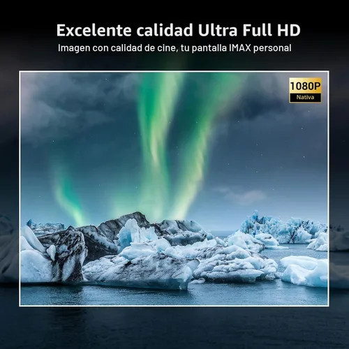 Vista 3 de Proyector inteligente Full HD de 2000 lúmenes ANSI, aplicación de transmisión integrada, proyector de películas HAPPRUN Native 1080P con enfoque