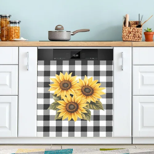 Vista 27 de Pintura al óleo azul amapola cubierta magnética para lavavajillas, flores de primavera, verano, floral, adhesivo magnético para lavavajillas