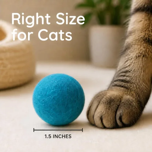 Vista 4 de Juguetes de lana para gatos – Pelotas de juguete de fieltro para mascotas pequeñas para buscar y jugar – Bola de lana silenciosa ecológica