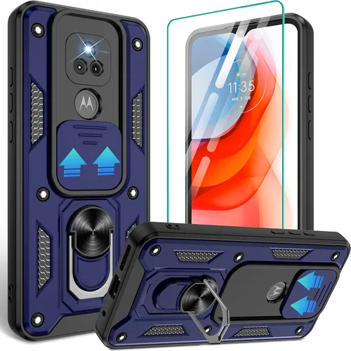 Vista 51 de Gritup Funda para Moto G Stylus 5G-2021 con cubierta deslizante para cámara 1 paquete de protectores de pantalla HD Soporte de metal giratorio