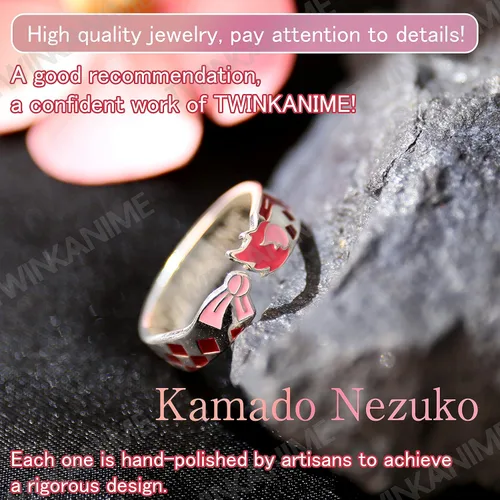 Vista 3 de TWINKANIME Demon Slayer Anime Merch Ring Fashion Anime Jewelry Cosplay Style for Men Wonmen Gifts Adjustable About 7-9 S925 Sterling Silver All