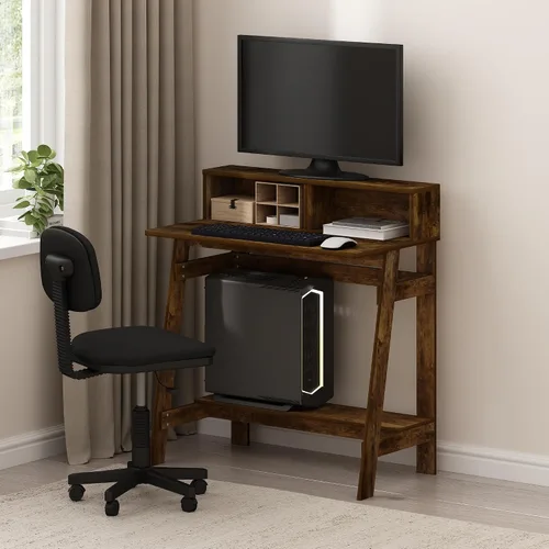 Vista 2 de Furinno Simplistic - Escritorio de 32 pulgadas de ancho, escritorio para Pino ámbar