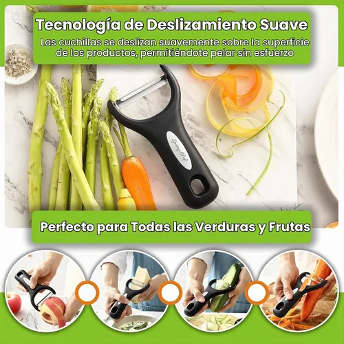 Vista 5 de Spring Chef - Pelador de verduras en forma de Y de acero inoxidable para cocina, color negro