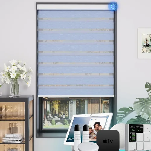 Vista 11 de MYshade Persianas enrollables de cebra opacas (85 %) con cordón para ventanas interiores, persianas de doble capa beige para dormitorio, baño, sala