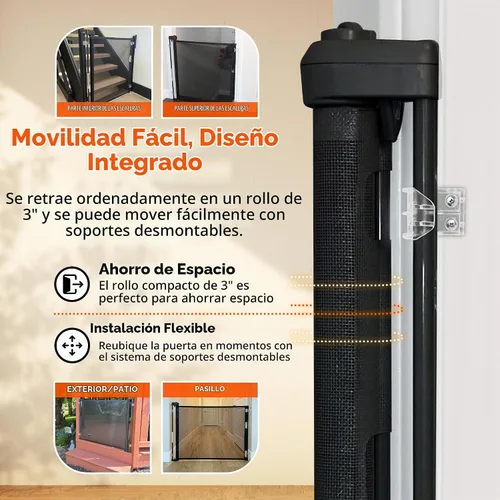 Vista 4 de Puerta retráctil bebé seguridad Retract-A-Gate, Negro