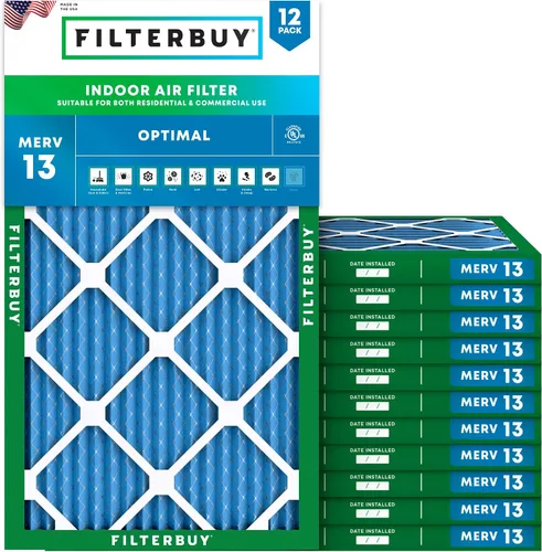 Vista 14 de Filterbuy Filtro de aire de 8 x 14 x 1 pulgadas MERV 13 de defensa óptima (paquete de 12), filtros de aire de repuesto plisados HVAC para calderas
