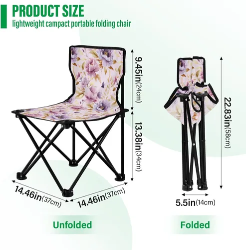 Vista 3 de Al aire libre plegable púrpura rosa flor camping sillas para adultos silla de camping portátil silla de césped ligero 202a6233