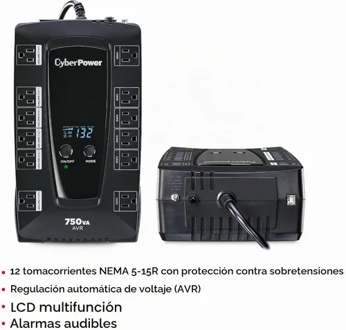 Vista 4 de UPS con visor LCD CyberPower AVRG900LCD 900 VA LCD 750VA Negro