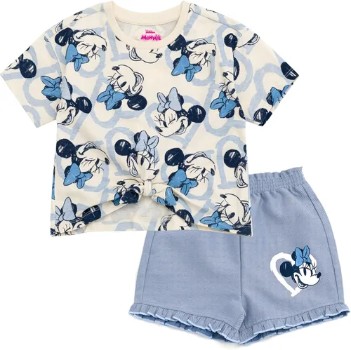 Vista 80 de Disney Minnie Mouse - Conjunto de camiseta floral arcoíris y pantalones cortos de cambray, tallas de bebé a niño grande (12 meses - 14-16)