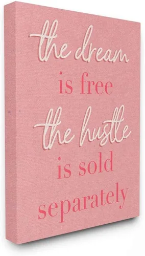 Vista 7 de Stupell Industries The Dream Is Free Fashion - Diseño moderno de palabras texturizadas de color rosa, 16.00 x 20.00 pulgadas, lienzo envuelto