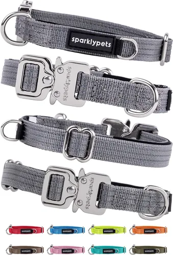 Vista 24 de Collar de perro extra pequeño con hebilla cromada de liberación rápida y soporte AirTag – Collares de razas pequeñas de primera calidad con rayas