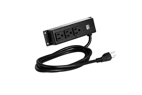 Vista 3 de Regleta de alimentación – 2 puertos de carga USB, 3 tomacorrientes – Enchufe debajo del escritorio Barra de alimentación con USB – Cable