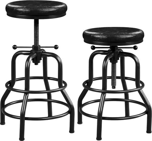 Vista 19 de Yaheetech Taburete de bar ajustable 21.5-28 pulgadas marco de metal sin Negro