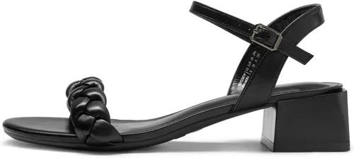 Vista 22 de DREAM PAIRS Zapatos de tacón bajo para mujer con correa de tobillo y puntera abierta trenzada, tacón grueso, sandalias de tacón grueso para fiestas