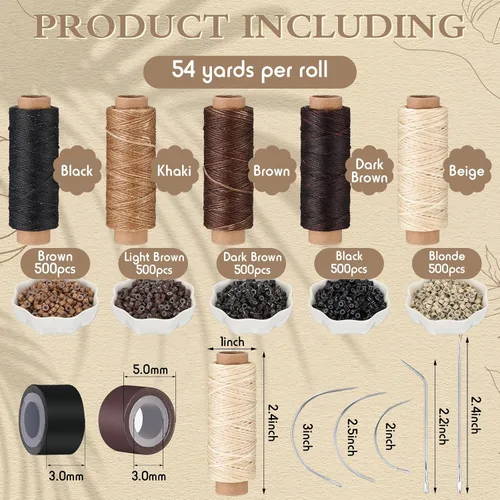 Vista 2 de Yuxung - Juego de 2500 piezas de extensiones de cabello con micro anillos