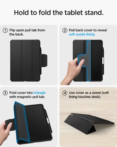 Vista 3 de Spigen Funda para iPad 10.2, iPad de 9ª/8ª/7ª generación (2021/2020/2019), Ultra Hybrid Pro con parte trasera transparente y soporte para lápices