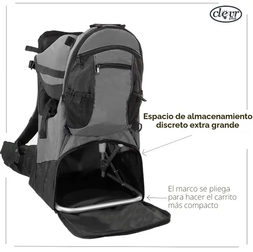 Vista 6 de ClevrPlus Mochila Portabebés Ajustable Deluxe para Niños al Aire Libre, Senderismo, Camping