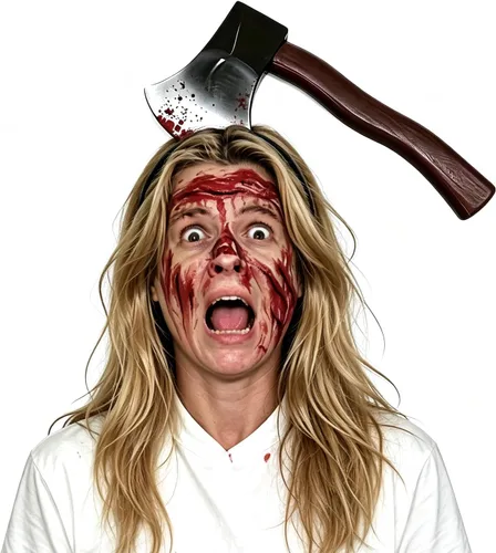 Vista 2 de Cooplay Spoofing - Disfraces de terror, accesorios para el cabello, accesorios para el cabello, bandas para el cabello, broma de hacha decapitada