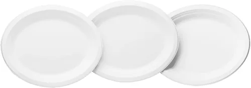 Vista 7 de KARAT EARTH Platos ovalados de bagazo compostables libres de PFAS de 12.5"x10", KE-BPO12510-1CFF - 500 ct