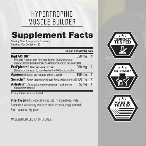 Vista 3 de NutraBio Unbound BYLD - Constructor muscular natural para hombres, apoya el crecimiento muscular, la recuperación y la fuerza - 30 porciones - 60