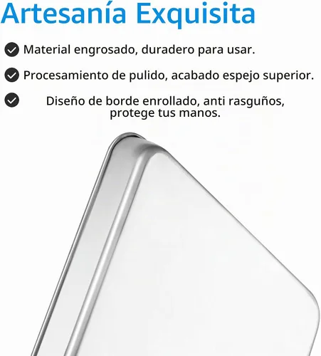 Vista 4 de 5 bandejas para hornear, bandeja para hornear de acero inoxidable, tamaño rectangular, 9 x 7 x 1 pulgada, saludables y no tóxicas, libres de óxido