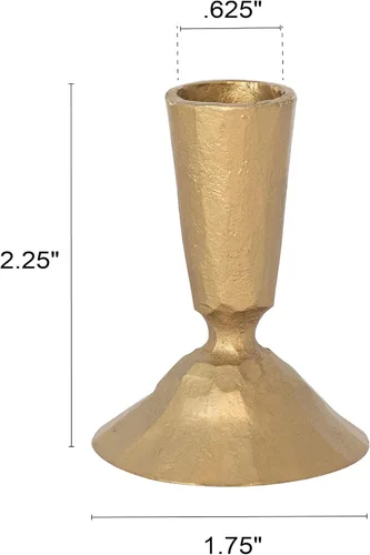 Vista 2 de Creative Co-Op Soporte cónico de metal fundido forjado a mano antiguo, dorado