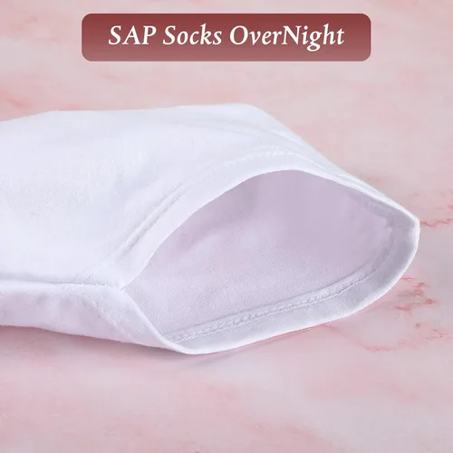 Vista 5 de Geyoga Juego de calcetines y guantes hidratantes, 6 pares de calcetines de spa y 6 pares de guantes blancos para manos y pies secos y agrietados